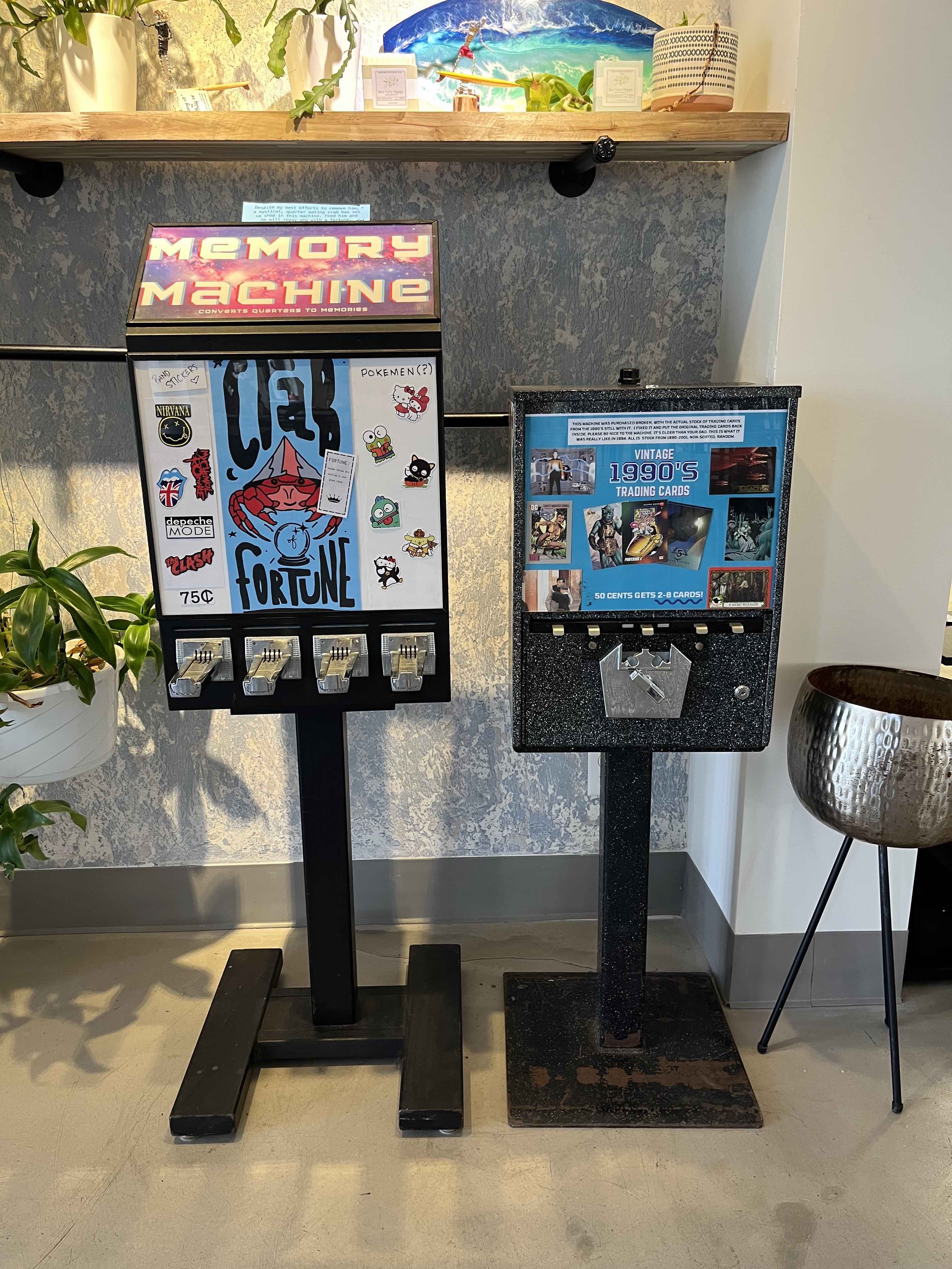 Retro sticker vending machine with colorful designs